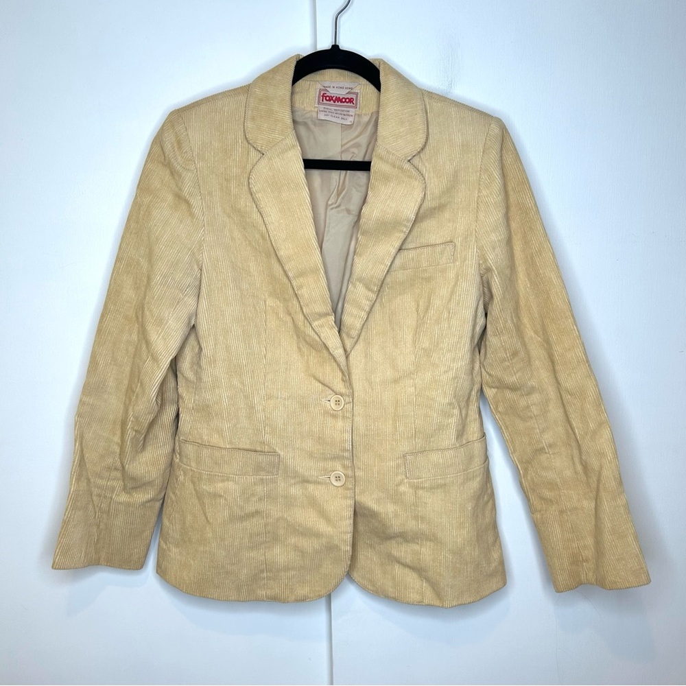 Vintage 70's Foxmoor Corduroy 2 Button Blazer In Beige